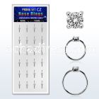 dnsm165 box w 24 silver nose rings w set 2.5mm clear cz tops