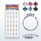 dnsm266 925 silver seamless nose rings 1.5mm prong set color crystals