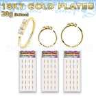 dnsm267 18k gold plated 925 silver seamless nose rings 1.5mm prong set clear crystals