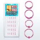 dnsp2 box of pink silver nose hoops with ball endless hoops