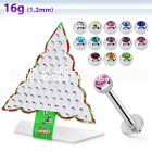 dxmas2 xmas tree display of 316l steel labret with bezel ball