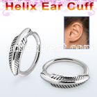 echfe 316l steel helix ear cuff w a feather on the top
