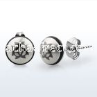 er091 pair of steel flowery star ear button studs w rubber