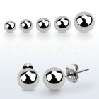 erbal pair of ball shaped high polished 316l steel ear studs
