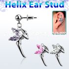erbz103 316l steel helix ear stud ball with fairy with cz wings
