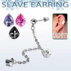 erdl14 steel ear stud connected to slave helix clip w pear cz