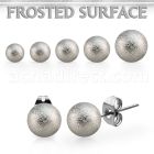 erfob pair of ball shaped frosted 316l steel ear studs