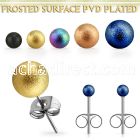 erfobt pair of ball shaped frosted anodized steel ear studs