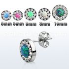 erfrdco steel fake plug ear studs w crystal rim synthetic opal