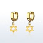 ergdsr gold steel huggies earrings w dangling david star