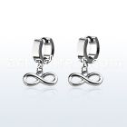 erh618 steel huggies earrings w dangling infinity symbol