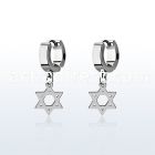 erhsdsr steel huggies earrings w dangling david star
