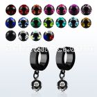 erkmjt6 black steel huggie dangling w mulit jewel ball