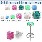 ervpop silver ear stud w prong set round synthetic opal tops