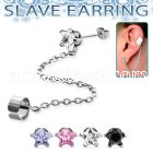 erzsdl 316l steel slave ear stud with star prong set cz stone