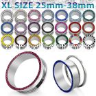 fscpcxl xl polished 316l steel screw fit tunnel with crystal rim