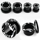 ftaa black acrylic screw fit tunnel with b w zebra stripes
