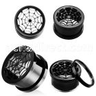 ftspw black anodized 316l steel screw fit tunnel w spider web