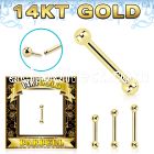 gbbb25 14k gold threadless push pin barbell 16g balls