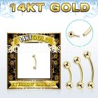 gbnb3 14k gold eyebrow banana w thread less push in 3mm balls