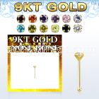gbz2m9 9kt gold nose bone with 2mm round prong set cz stone