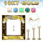 gilbo 10k gold labret w thread less top w synthetic opal