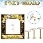 glbzp 14k gold labret prong set cz stone pear