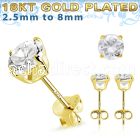 gpecrza pair of 18k gold plated silver casting ear stud w aaa cz