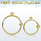 gpm9 gold plated 925 silver nose hoop w 1.5mm round crystal