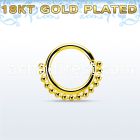 gpspv16 18k gold plated silver seamless septum ring,16g w beads