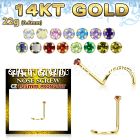 gszm12 14kt gold nose screw w tiny 1.25mm round color cz stone