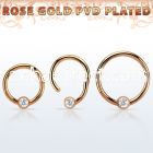 hbcrcr16 rose gold steel hinged ball closure ring w crystal