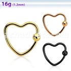 hcrt16 anodized steel heart shaped ball closure ring w 3mm ball