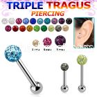 hexcfr 316l steel triple tragus piercing with 3 5mm ferido ball