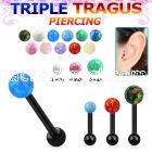 hextiop anodized triple tragus piercing 3mm synthetic opal ball