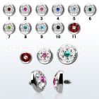 iafrb 5mm steel dermal anchor top w dot multi crystal