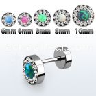 ifrdco steel fake plug w crystal studded rim synthetic opal