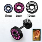 iftrdc pvd 316l steel fake flesh tunnel w crystal studded rim