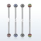indby5 surgical steel industrial barbell w color stripe balls