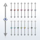 indsh18 316l steel industrial barbell w cones multijewel ball