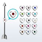 indsh22 steel industrial barbell w cone arrow heart w crystal