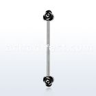 indsh24 surgical steel industrial barbell with two roses