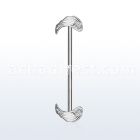 indsh25 316l steel industrial barbell w two rhodium plated wings