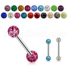 infr5 316l steel industrial barbell w 5mm multi crystal ball