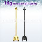 intsaw anodized 316l steel industrial barbell with cone arrow