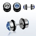 ip2c high polished fake plug w 2 bezel set center crystals