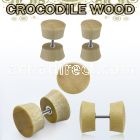 ipcro crocodile wood fake plug w 316l steel post