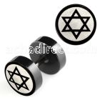 ipls13 black 316l steel fake plug with laser edged david star