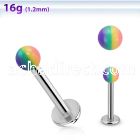 lbbd3 316l steel labret with 3mm acrylic striped bead ball