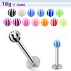 lbbeb3 316l steel labret with 3mm acrylic uv beach ball